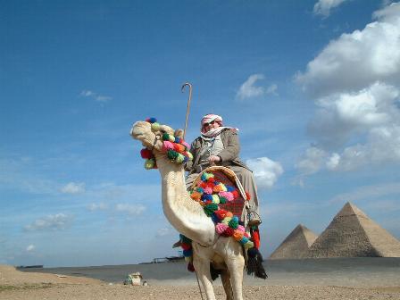Eddie astride a camel