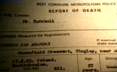 Mr Adamski's death certificate